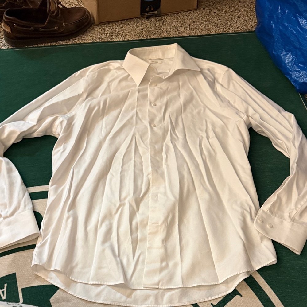 MEN’S SUITSUPPLY TRAVELLER WHITE COLLARED DRESS SHIRT, 43/17 SLIM FIT